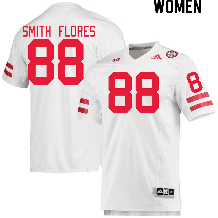 Women #88 Ismael Smith Flores Nebraska Cornhuskers College Football Jerseys Stitched Sale-White - Click Image to Close